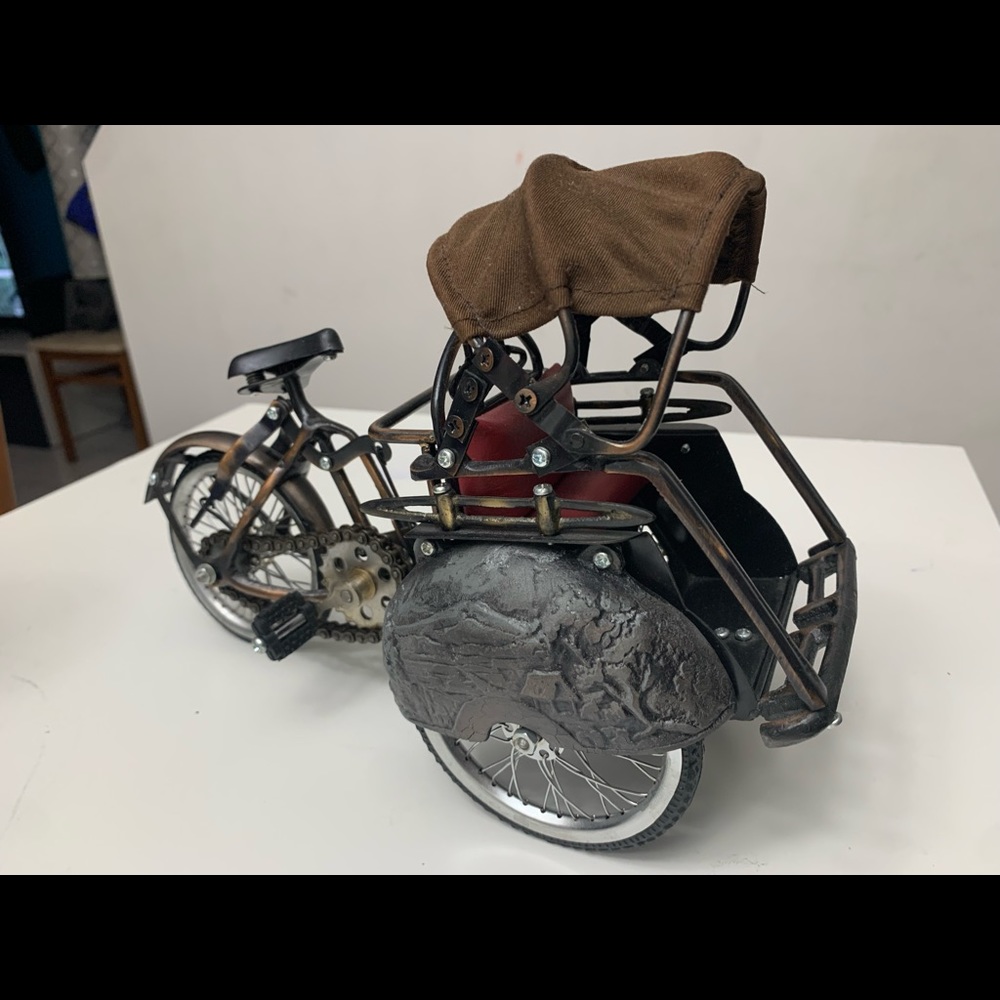 Metal Tricycle Bike Taxi Cab Black Collect